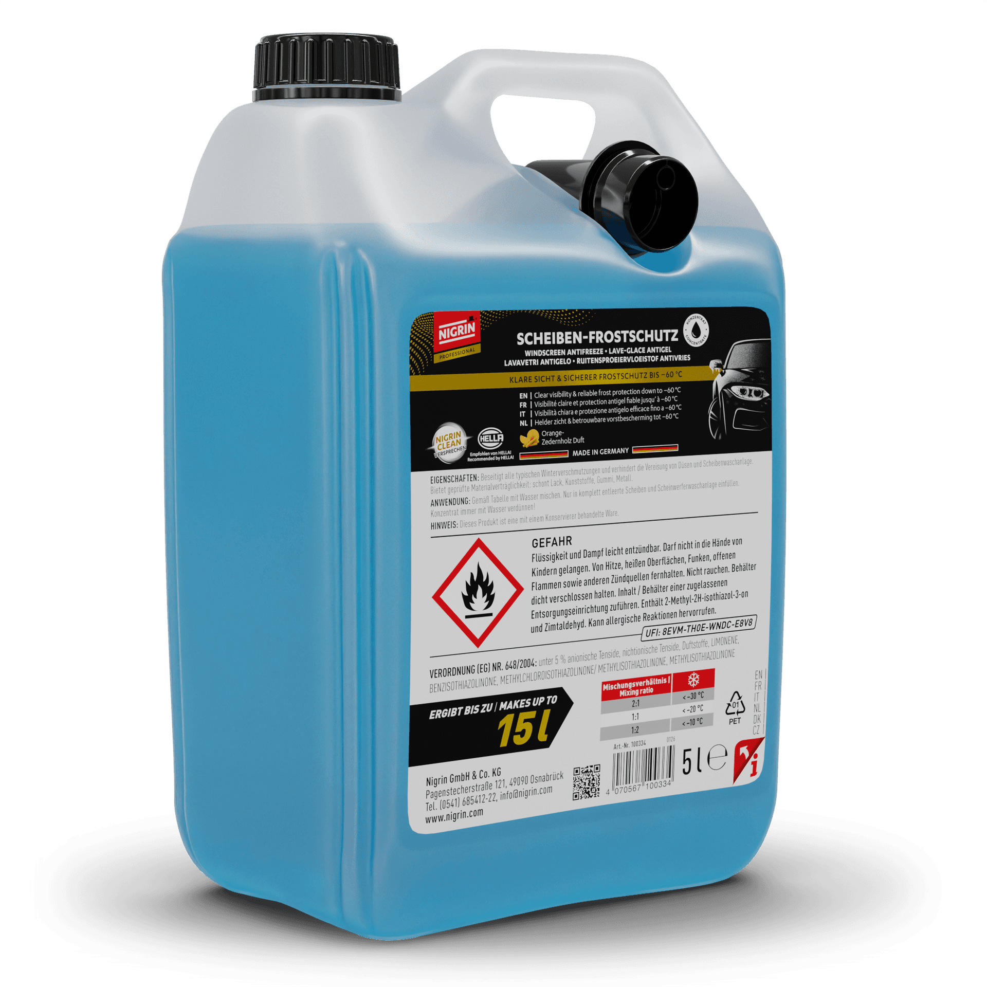 PROFESSIONAL Antifreeze + Windshield Cleaner Concentrate -60°C 5 L