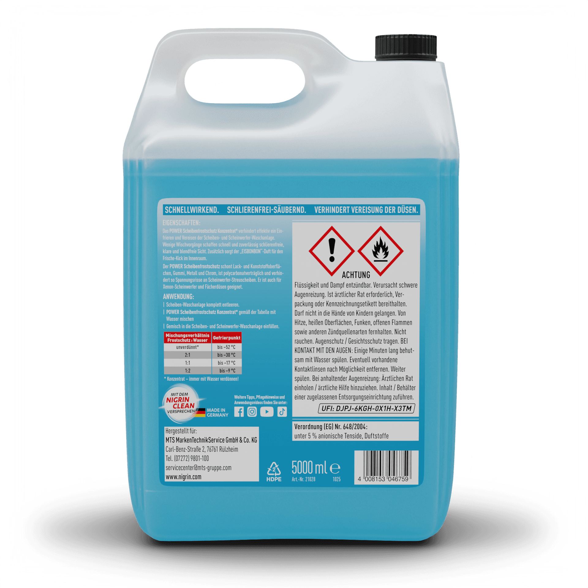 POWER Windshield Washer Antifreeze Concentrate 1:2 FRESH GLACIER BREEZE -52 °C 5 L