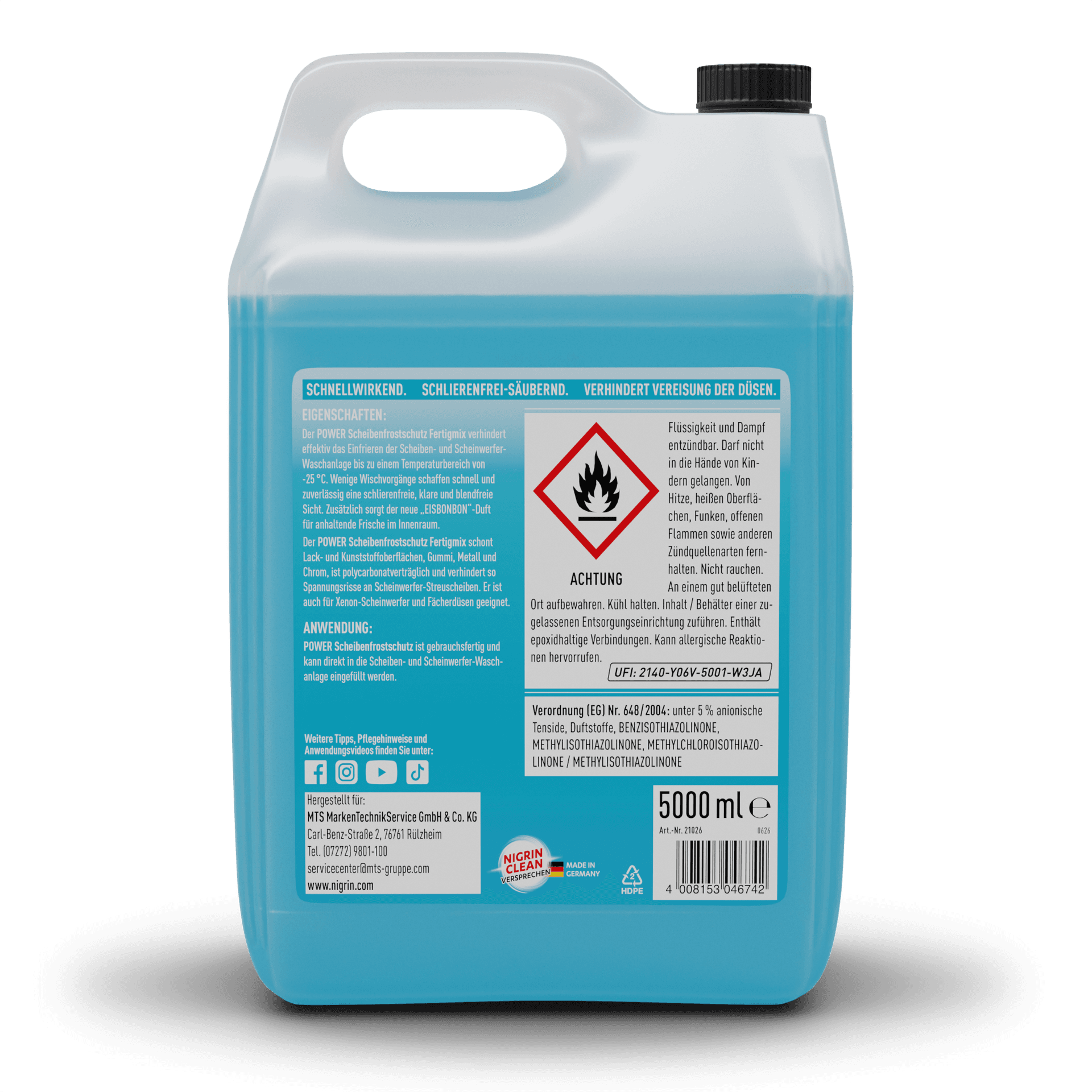 POWER Windshield Washer Antifreeze Ready-to-Use FRESH GLACIER BREEZE -25 °C 5 L