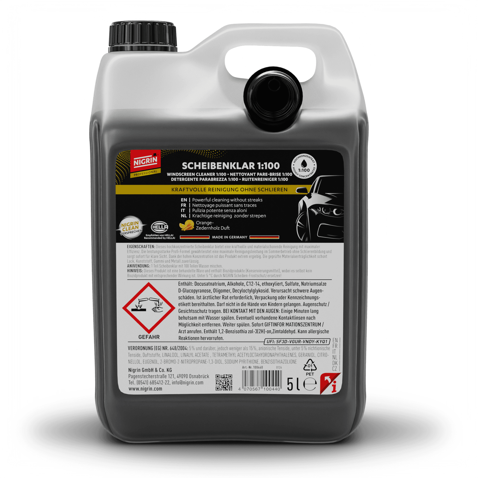 PROFESSIONAL Windshield Cleaner Concentrate 1:100 5 L Orange & Cedarwood